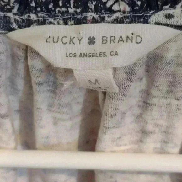 Lucky Brand women's long sleeve cotton/modal blend navy/red print medium top - Picture 4 of 5